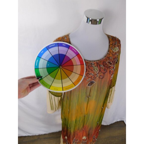 Boho Beaded Maxi Dress Womens 3 Embroidered Ombre Fringe Festival Summer Flowy - Picture 11 of 12